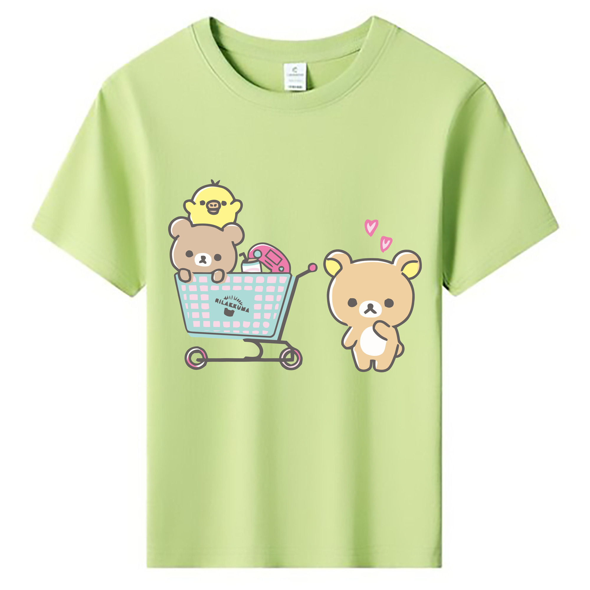 （画像用） リラックマ リラックマ キイロイトリ Rilakkuma Korilakkuma Kiiroitori 綿100％キッズTシャツ（フロントプリント）